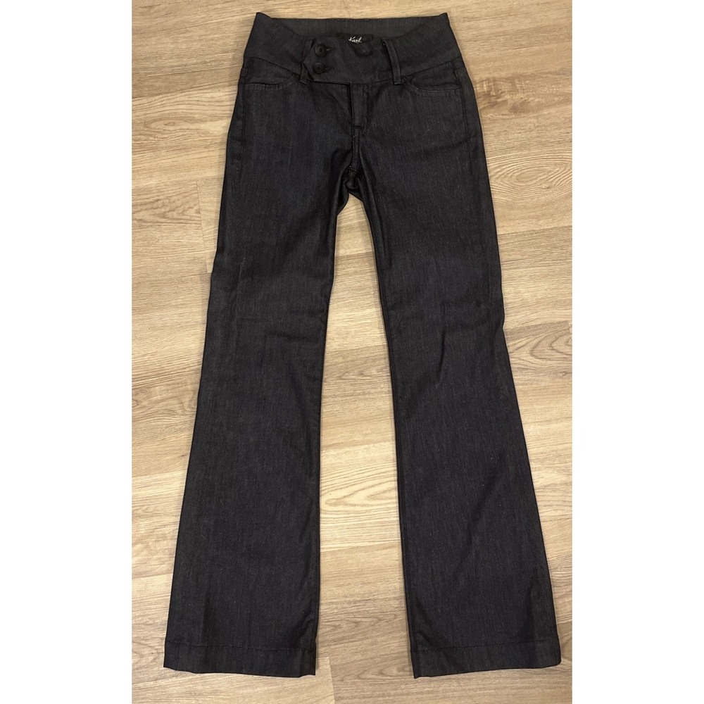 Vintage Y2K Kasil Jeans Flare Bootcut Wide Leg Dressy‎ Dark Blue Women's 24 USA